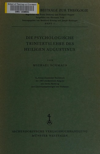 Cover for Die psychologische Trinitaetslehre des heiligen Augustinus