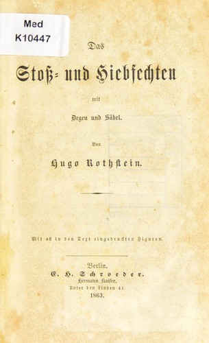 Cover for Das Stoss- und Hiebsechten mit Degen und S©Þbel