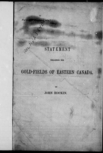 Cover for Statement regarding the gold-fields of Eastern Canada