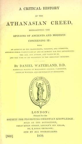 Cover for A critical history of the Athanasian creed