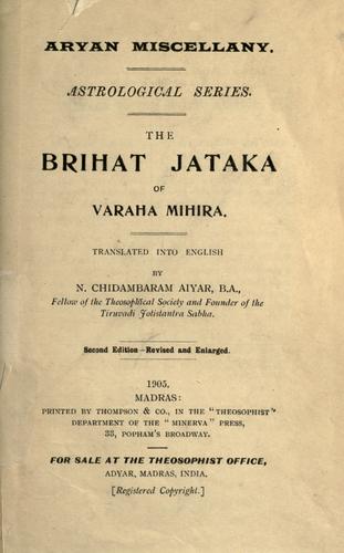 Cover for The Brihat jataka