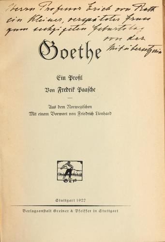 Cover for Goethe
