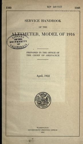 Cover for Service handbook of the altimeter, model of 1916