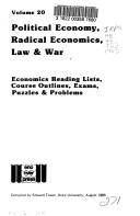 Cover for Political Economy, Radical Economics, Law, and War