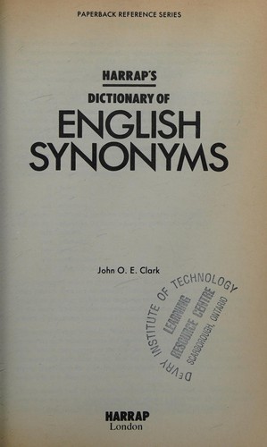 Cover for Harrap's Dictionary of English Synonyms