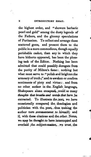 Cover for The poetry of Milton's prose; selected, with notes and an intr. essay [by R. Carruthers].
