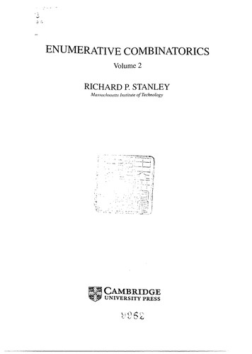 Cover for Enumerative Combinatorics, Volume 2