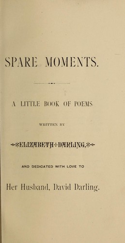 Cover for Spare moments
