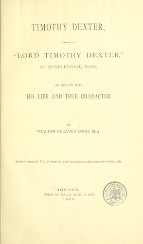 Cover for Timothy Dexter