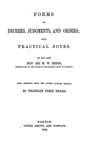 Cover for Forms of decrees, judgments, and orders