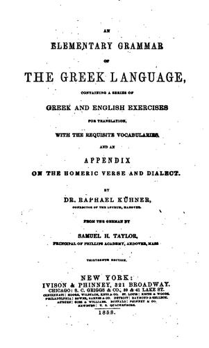 Cover for An Elementary Grammar of the Greek Language