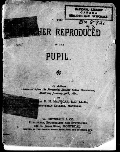 Cover for The teacher reproduced in the pupil