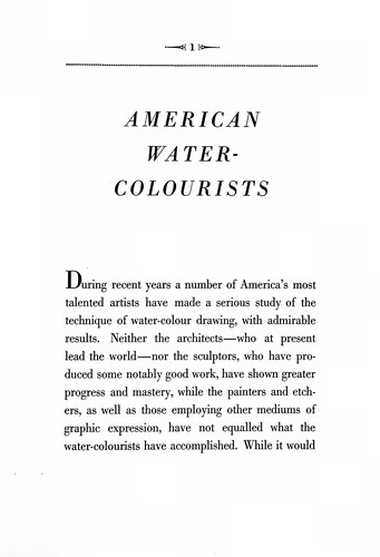 Cover for American water-colourists