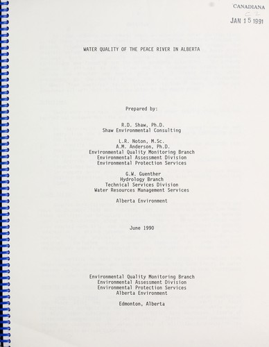 Cover for Water quality of the Peace River in Alberta