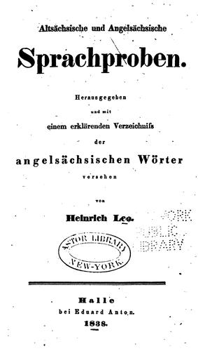 Cover for Altsächsische und angelsächsische sprachproben.