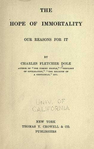 Cover for The hope of immortality