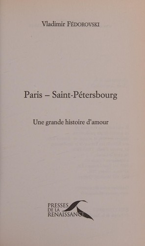 Cover for Paris - Saint-Pétersbourg