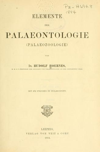 Cover for Elemente der palaeontologie.