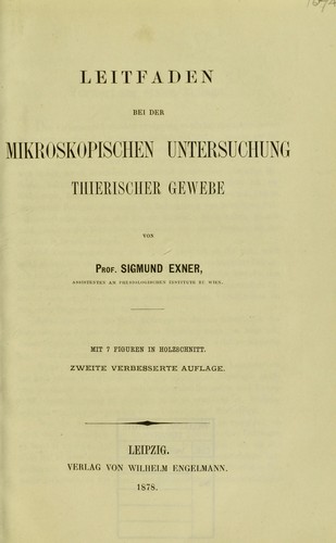 Cover for Leitfaden bei der mikroskopischen Untersuchung thierischer Gewebe