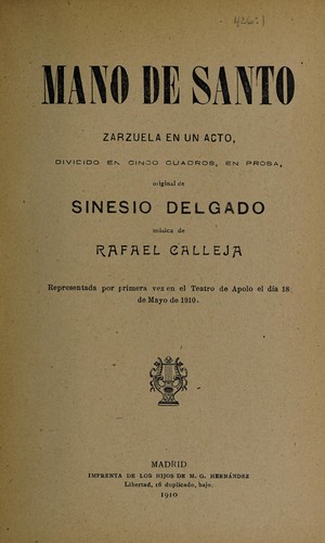 Cover for Mano de santo