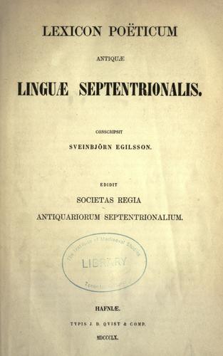 Cover for Lexicon poëticum antiquæ linguæ Septentrionalis