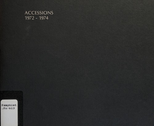 Cover for Accessions 1972-1974
