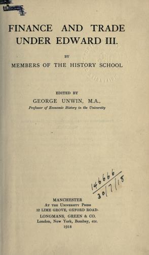 Cover for Finance and trade under Edward III