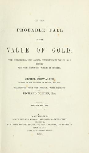 Cover for On the probable fall in the value of gold