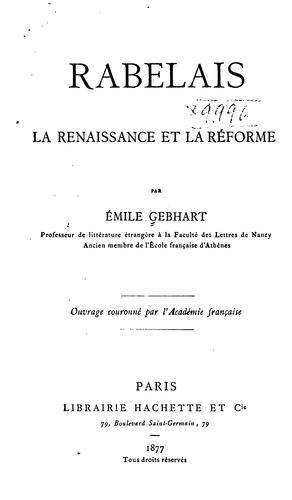 Cover for Rabelais, la renaissance et la réforme