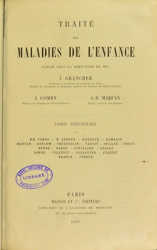 Cover for Traite des maladies de l'enfance