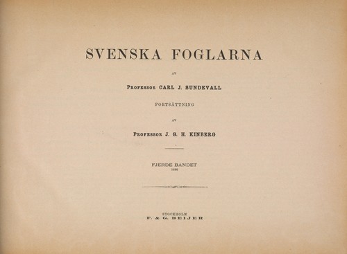 Cover for Svenska foglarna