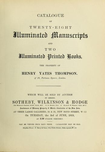 Cover for Catalogue of twenty-eight illuminated manuscripts and two illuminated printed books