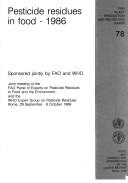 Cover for Pesticide Residues in Food, 1986: Evaluations 1986, Part 1 