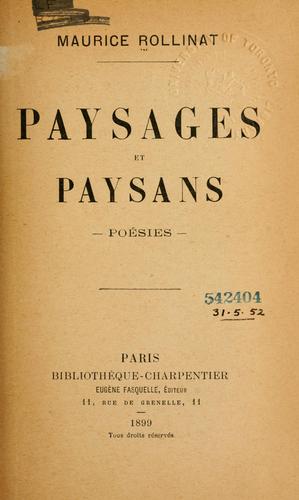 Cover for Paysages et paysans