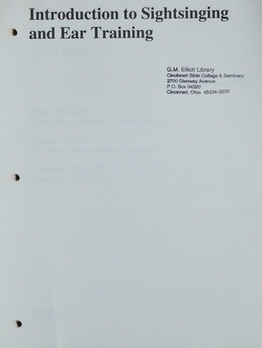 Cover for Introduction to sightsinging and ear training