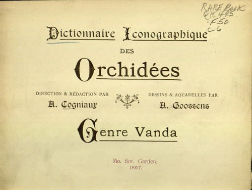Cover for Dictionnaire iconographique des orchidees
