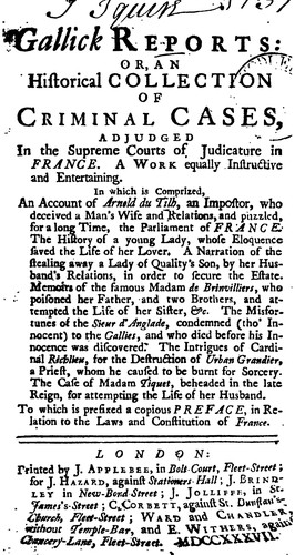 Cover for Gallick reports: or, An historical collection of criminal cases, adjudged in the supreme courts ...