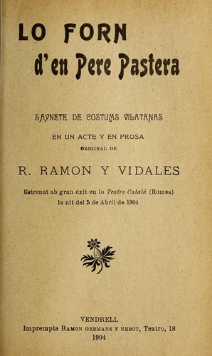 Cover for Lo forn d'en Pere Pastera