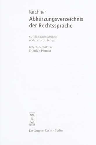 Cover for Abkürzungsverzeichnis der Rechtssprache