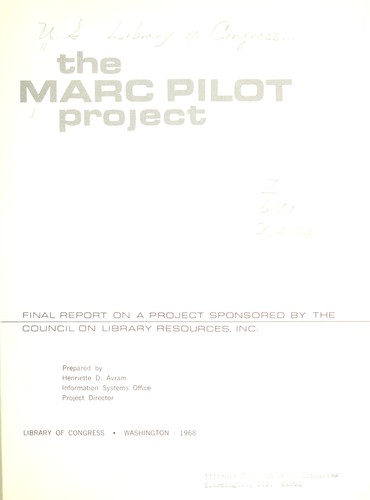 Cover for The MARC pilot project