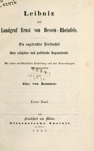 Cover for Leibniz und Landgraf Ernst von Hessen-Rheinfels