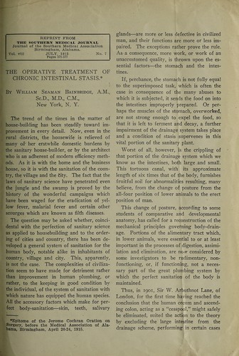 Cover for The operative treatment of chronic intestinal stasis
