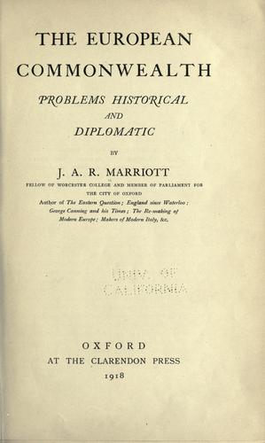 Cover for The European commonwealth