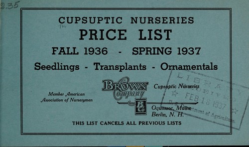 Cover for Price list, fall 1936 spring 1937