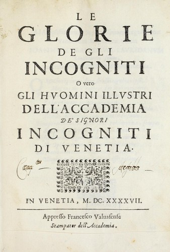 Cover for Le glorie de gli Incogniti