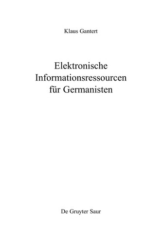 Cover for Elektronische Informationsressourcen für Germanisten