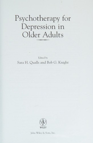 Cover for Psychotherapy for depression in older adults