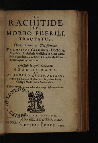 Cover for De rachitide, sive morbo puerili, tractatus