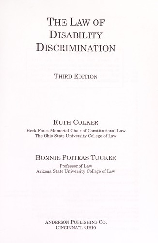 Cover for The Law of Disability Discrimination