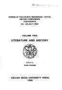 Cover for Literature and History (Papers of the Fourth Indonesian-Dutch History Conference Yogyakarta 24-29 July 1983)